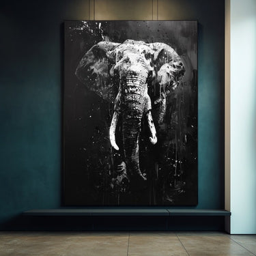 Peinture Éléphant Noir Et Blanc